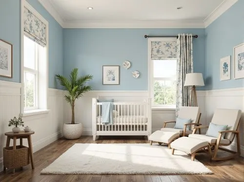 baby room,danish room,children's bedroom,blue room,nursery decoration,boy's room picture,kids room,hardwood floors,wainscoting,hallway space,room newborn,opaline,sitting room,nursery,fromental,interior decoration,home interior,mazarine blue,decors,interior design