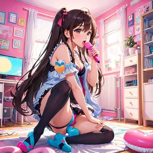 chocola,hatsune miku,mikuru asahina,chieri,nico,kizuna,uzuki,dva,mai,hatsune,miku,miku maekawa,oneko,aihua,idolmaster,kurumi,kotobukiya,cyan,sitting on a chair,on the phone,Anime,Anime,Realistic