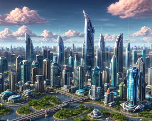 futuristic landscape,futuristic architecture,city cities,smart city,urbanization,sky city,skyscraper town,cities,fantasy city,urban development,business district,city buildings,city skyline,metropolis,skyscrapers,capital city,city blocks,metropolises,tall buildings,skyline