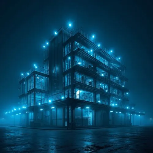 fractal lights,zollverein,glass building,blue light,cubic house,hypermodern,apartment building,mvrdv,cyberport,maersk,hvdc,electrohome,cyanamid,nacht,elbphilharmonie,thyssenkrupp,apartment block,apartments,polara,metropolis,Photography,General,Realistic