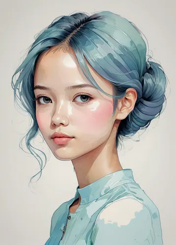 girl portrait,digital painting,blue painting,girl drawing,fantasy portrait,cyan,study,artist color,watercolor blue,illustrator,digital art,light blue,color turquoise,baby blue,soft pastel,eglantine,pastel colors,kids illustration,world digital painting,painter doll,Illustration,Vector,Vector 08