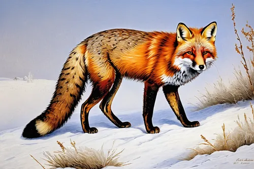 red fox,vulpes vulpes,south american gray fox,redfox,grey fox,garden-fox tail,fox,a fox,kit fox,fox hunting,canidae,swift fox,patagonian fox,watercolour fox,fox stacked animals,christmas fox,winter animals,colored pencil background,desert fox,cute fox,Art,Classical Oil Painting,Classical Oil Painting 08