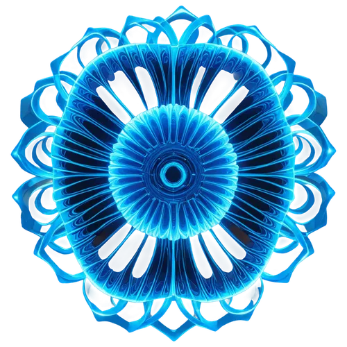 Cool math picture, abstract geometric shape, neon blue glow, futuristic vibe, low poly art style, intricate patterns, fractal design, swirling spirals, mesmerizing symmetry, vibrant color scheme, shal