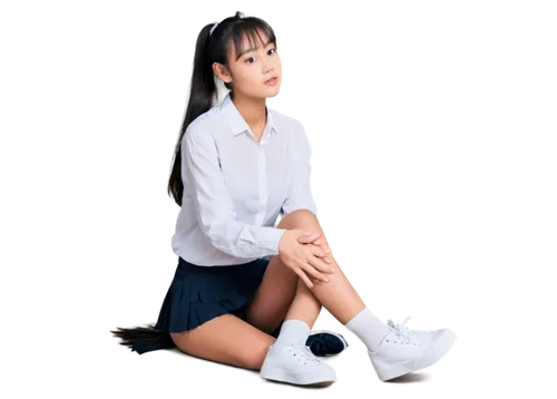 school uniform,knee-high socks,school skirt,girl on a white background,girl sitting,anime japanese clothing,schoolgirl,azusa nakano k-on,nurse uniform,sports uniform,long socks,white boots,school clothes,martial arts uniform,cheerleading uniform,women's socks,girl with cereal bowl,sitting on a chair,japanese idol,ayu,Art,Classical Oil Painting,Classical Oil Painting 32