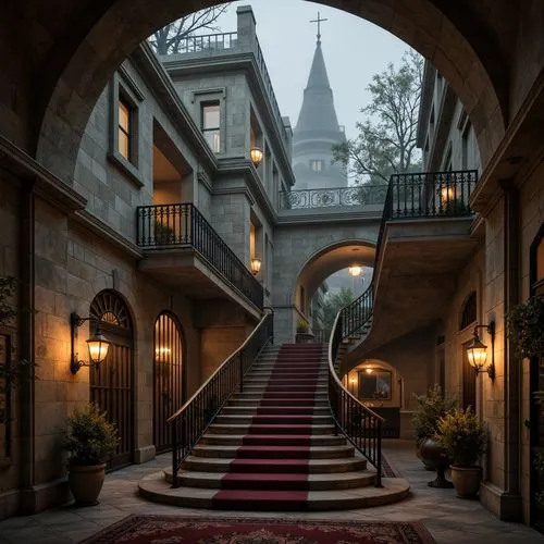 sursock,hallway,banff springs hotel,rosecliff,gleneagles hotel,greystone,entranceways,entranceway,casa fuster hotel,beverly hills hotel,luxury hotel,stairways,breezeway,walkway,outside staircase,villa d'este,escaleras,staircase,staircases,bessborough