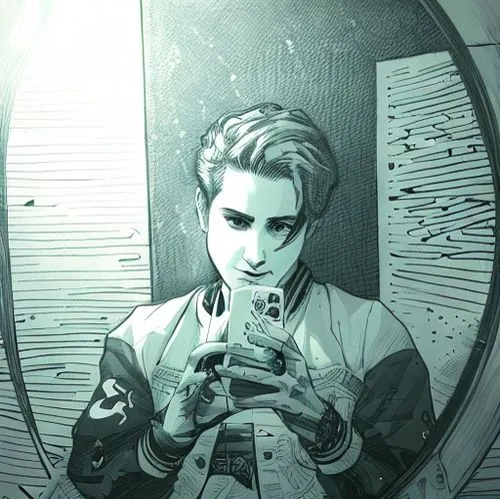 in the mirror,mirror,joker,the mirror,comic style,self-reflection,magic mirror,makeup mirror,star-lord peter jason quill,self-portrait,harley,reflection,jacket,mirrors,pompadour,outside mirror,mirror 