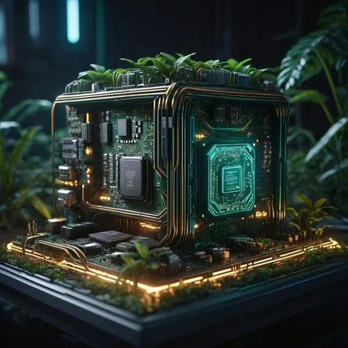 terrarium,3d render,labyrinthian,voxel,verdant,green garden,Photography,General,Sci-Fi