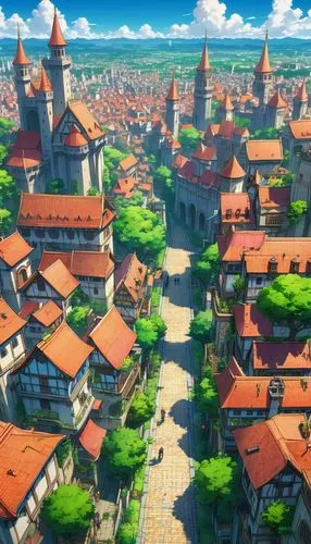 medieval town,machico,flavigny,knight village,vesperia,butka,Illustration,Japanese style,Japanese Style 03