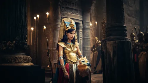 the queen prepare for god's war,ancient egyptian girl,cleopatra,ramses ii,ancient egyptian,priestess,athena,pharaonic,egyptian,ancient costume,ancient egypt,goddess of justice,accolade,thracian,pharao