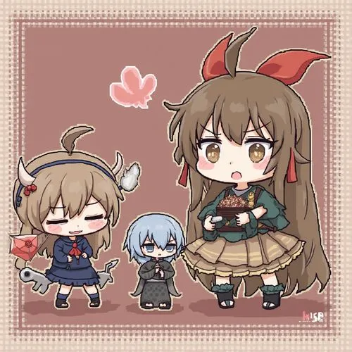 gacha,the character is looking at soing, but it's cute,honmaru,mutsu,minakami,saiga,xuanhan,kongo