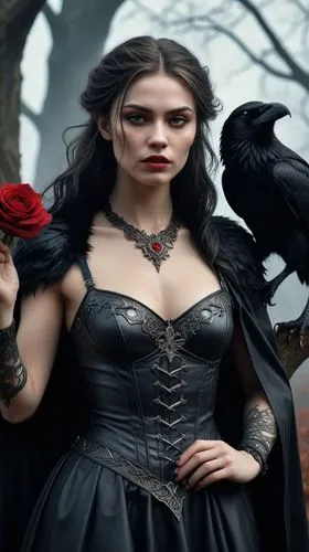 gothic woman,dark angel,morgana,raven girl,vampire woman,dhampir