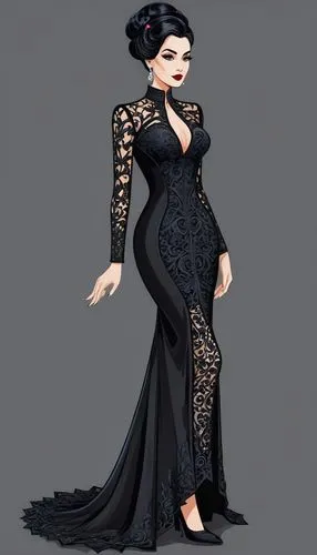 derivable,eveningwear,dita,gothic dress,dressup,dress walk black,Unique,3D,Isometric