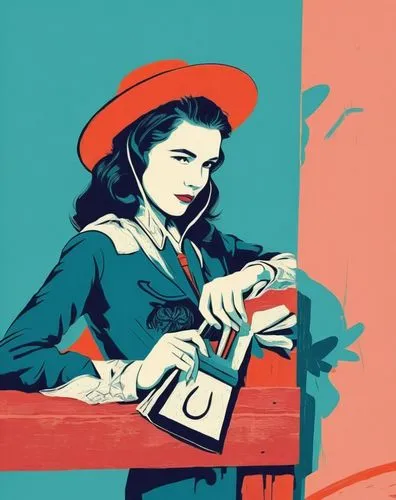 woman drinking coffee,serigraphs,retro woman,retro women,cigarette girl,retro 1950's clip art,Illustration,Vector,Vector 06