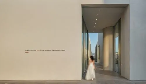 shop door design,surface concrete material,inspired by Zaha Hadid, photographed by Candida Höfer --ar 16:9 --c 3,a bride stands in a large room with some glass windows,zwirner,amanresorts,mfah,gagosia