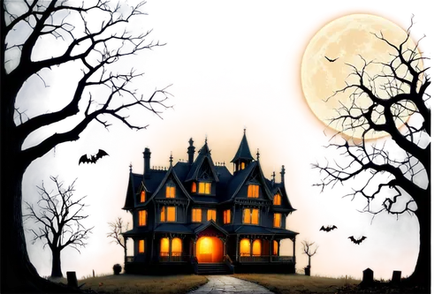 halloween background,the haunted house,house silhouette,witch's house,haunted house,witch house,haunted castle,halloween illustration,halloween poster,halloween scene,halloween frame,ghost castle,houses silhouette,houses clipart,samhain,halloween wallpaper,halloween bare trees,halloween silhouettes,hauntings,halloween and horror,Illustration,Black and White,Black and White 06