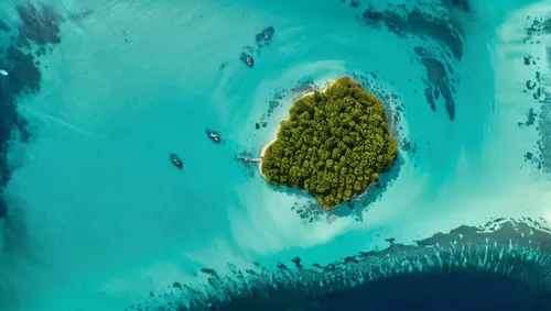 top down view  of a tropical island with the ocean around it,an aerial view of some blue water and trees,atoll from above,kurumba,atoll,maldivian rufiyaa,maldivian,atolls,Photography,Artistic Photogra