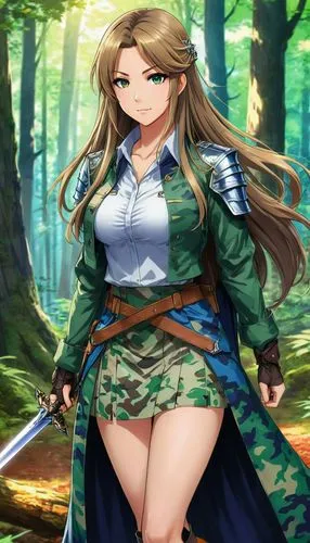 titania,eugen,ukyo,sanae,clarisse,ilsa,daria,yuanji,julietta,cecilia,forest background,katsuragi,sanan,sakiko,genpei,masamune,ebara,female warrior,michiaki,sashurin,Illustration,Japanese style,Japanese Style 03