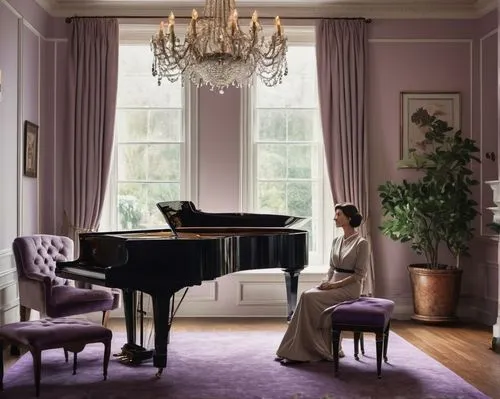 grand piano,steinway,the piano,great room,concerto for piano,boesendorfer,bechstein,piano,ivories,soprano lilac spoon,gustavian,steinways,the purple-and-white,bosendorfer,ornate room,pianoforte,pianist,victorian room,claridge,belgravia,Illustration,American Style,American Style 14