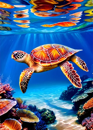 sea turtle,loggerhead sea turtle,loggerhead turtle,green sea turtle,underwater background,underwater landscape,water turtle,turtle pattern,olive ridley sea turtle,turtle,green turtle,terrapin,aquarium,underwater world,macrochelys,land turtle,marine animal,florida redbelly turtle,aquarium decor,painted turtle,Conceptual Art,Oil color,Oil Color 22