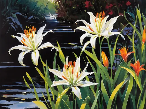 Craft a thrilling scene where torch lilies help uncover a hidden secret.,lillies,lilies,day lily plants,easter lilies,lilies of the valley,daylilies,torch lilies,madonna lily,day lily,white lily,lily 