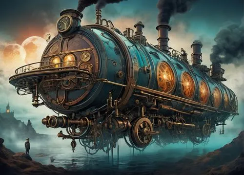 ghost locomotive,bathysphere,ghost train,merchant train,steampunk,steam locomotive,steam engine,steam locomotives,locomotive,old train,the train,wooden train,steam train,train engine,train wagon,steam special train,hogwarts express,train of thought,abandoned rusted locomotive,steamrollered,Conceptual Art,Fantasy,Fantasy 25