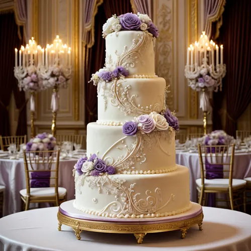 wedding cake,wedding cakes,purple and gold foil,chiavari chair,cutting the wedding cake,cream and gold foil,sweetheart cake,wedding cupcakes,a cake,damask background,white sugar sponge cake,wedding decoration,floral decorations,the purple-and-white,damask paper,lilac bouquet,the cake,white cake,taro cake,stack cake