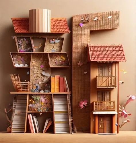 bookcase,bookshelf,book wall,bookshelves,dolls houses,wooden shelf,book store,shelving,book pages,book bindings,doll house,miniature house,bookworm,book collection,cardboard background,shelves,books pile,books,bookstore,book stack