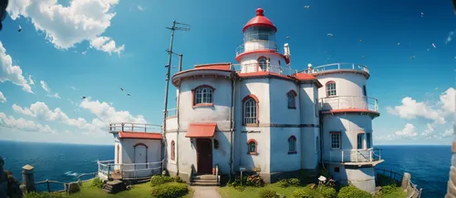 red lighthouse,house of the sea,lighthouse,panoramical,turrets,water castle,crown engine houses,petit minou lighthouse,diving bell,observatory,fairy tale castle,pano,scandia gnomes,summit castle,steam