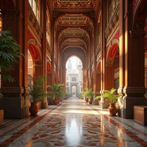 corridor,sapienza,glyptotek,louvre,theed,hallway,kunsthistorisches museum,alcazar of seville,arcades,corridors,safdarjung,marrakesh,medinah,rashtrapati,the cairo,inside courtyard,atriums,hall of nations,chhatris,riad,Photography,General,Realistic