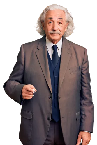 Elderly man, Albert Einstein, solo, (70yo), wild white hair, bushy eyebrows, wrinkles, gentle smile, brown suit, white shirt, black tie, holding chalk, standing, professor, realistic, soft lighting, s