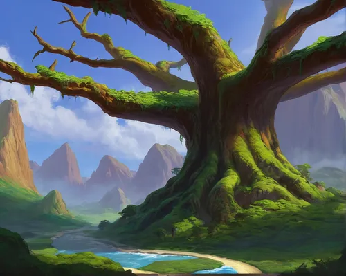 druid grove,flourishing tree,forest tree,elven forest,fantasy landscape,isolated tree,forest landscape,a tree,forest background,tree and roots,old tree,landscape background,forest glade,mushroom landscape,tree,trees,magic tree,tree tops,forests,lone tree,Art,Artistic Painting,Artistic Painting 21