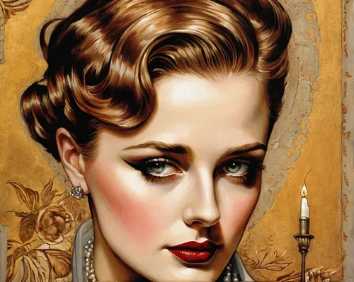 art deco woman,vintage makeup,vintage woman,vintage female portrait,victorian lady,art deco,vintage girl,vintage women,art deco frame,pin ups,emile vernon,vintage art,retro pin up girl,pin up,romantic portrait,twenties women,pin up girl,vintage illustration,david bates,gothic portrait,Illustration,Realistic Fantasy,Realistic Fantasy 10