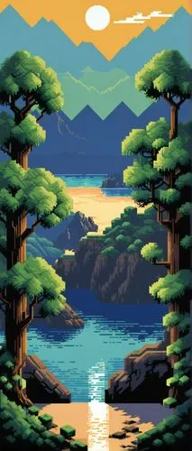 Carlos Manera Erbina de Palma de Mallorca, traba en la UIB y es concejero de Hacienda  ,lake tanuki,travel poster,yakushima,pixel art,evening lake,an island far away landscape,lake,lakeside,lagoon,fjo