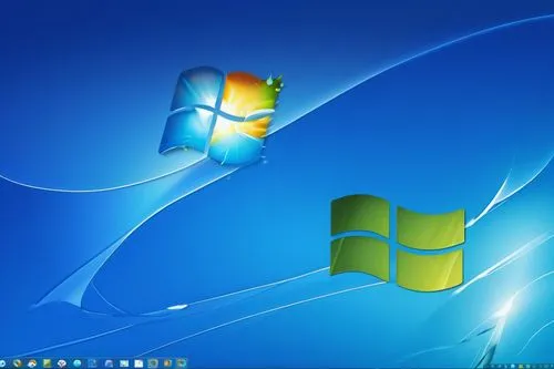 Windows XP desktop, classic blue theme, default wallpaper, taskbar at bottom, start menu, icons of My Computer, Recycle Bin, Internet Explorer, Quick Launch toolbar, minimized windows, cascading windo