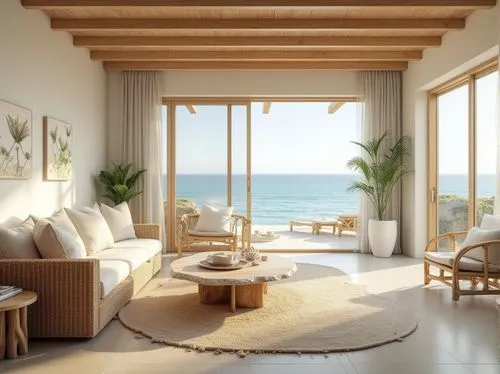 beach furniture,beach house,oceanfront,palmilla,dunes house,beachfront,living room,cabana,holiday villa,beachhouse,luxury home interior,livingroom,modern living room,seaside view,sunroom,3d rendering,home interior,window with sea view,hovnanian,beach hut,Photography,General,Realistic