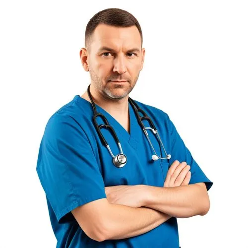 a male nurse posing for a picture in scrubs,male nurse,doctorandus,paramedical,healthcare professional,physician,healthcare worker