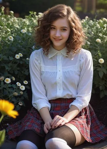 beautiful girl with flowers,school skirt,girl in flowers,tartan,bitter clover,senior photos,clove garden,teen,bunches of rowan,flower background,clover meadow,clover blossom,autumn photo session,girl in the garden,springtime background,hydrangea background,daisies,spring background,daisy 2,daisy 1,Conceptual Art,Daily,Daily 30