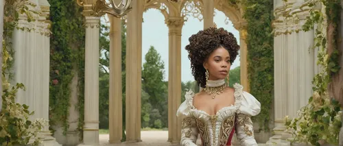 versailles,tiana,background ivy,beautiful african american women,digital compositing,clove garden,secret garden of venus,african american woman,girl in a historic way,queen anne,enchanted,bough,celtic queen,fairytale,golden weddings,plantation,jasmine bush,four poster,queen cage,willow,Conceptual Art,Fantasy,Fantasy 22