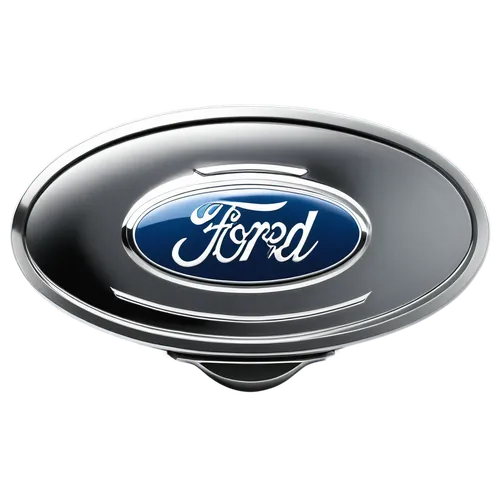 Ford logo, white background, silver chrome, 3D emblem, centered composition, high-gloss finish, metallic reflection, subtle shading, detailed texture, realistic lighting, shallow depth of field, moder