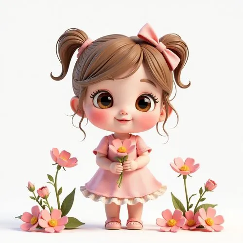 cute cartoon character,cute cartoon image,minirose,cartoon flower,flower background,chibi girl