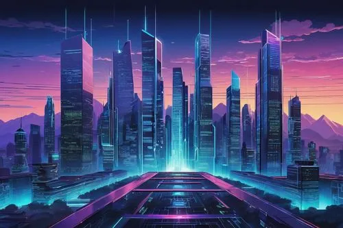 futuristic landscape,cybercity,cybertown,synth,cyberport,cityscape,cyberworld,fantasy city,metropolis,cyberia,cyberpunk,futuristic,polara,cyberscene,colorful city,areopolis,futurist,scifi,futuregen,digitalism,Illustration,Japanese style,Japanese Style 07