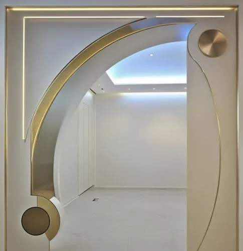 Converting the layout of a gypsum arch to an entrance to a room,this is a door with a very nice design,metallic door,semi circle arch,levator,steel door,acconci,mahdavi,Photography,General,Realistic