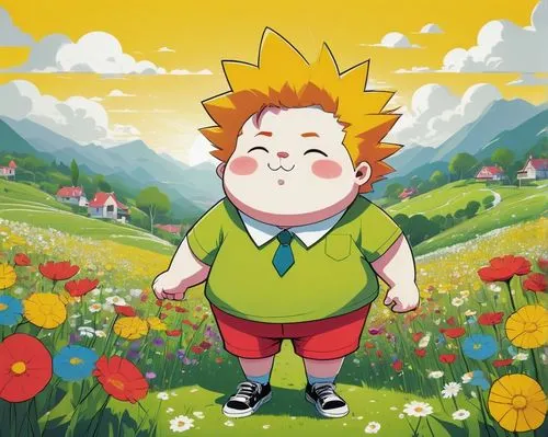 picking flowers,fluyt,brock coupe,clover meadow,hedgehog child,springtime background,chuka wakame,syndrome,flying dandelions,blooming field,kid hero,children's background,recess,cartoon flowers,cheery-blossom,trembling grass,in the tall grass,meadow play,child boy,spring sun,Illustration,Vector,Vector 06