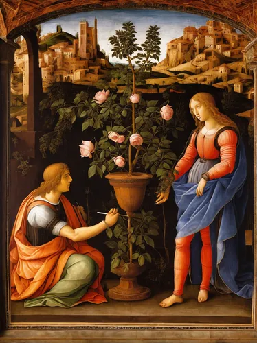 the annunciation,botticelli,flower of the passion,floral ornament,raffaello da montelupo,la nascita di venere,work in the garden,bellini,andrea del verrocchio,raphael,secret garden of venus,meticulous painting,the first sunday of advent,candlemas,birth of christ,fourth advent,the second sunday of advent,flower of christmas,the third sunday of advent,ornamental plants,Art,Classical Oil Painting,Classical Oil Painting 19