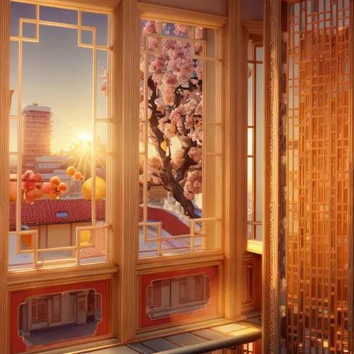 japanese-style room,bedroom window,window curtain,chinese screen,japanese sakura background,window covering,sakura background,window treatment,wooden windows,window view,japanese floral background,bamboo curtain,winter window,sakura blossoms,window sill,flower in sunset,open window,window,windowsill,lattice window