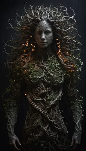 dryad,dryads,vodun,carcosa,medusa gorgon,kerrii,voodoo woman,medusa,enchantress,unseelie,kerrigan,unraveled,lianas,tendrils,usnea,the enchantress,alnus,lymphatic,rooted,druidic,Photography,Artistic Photography,Artistic Photography 11