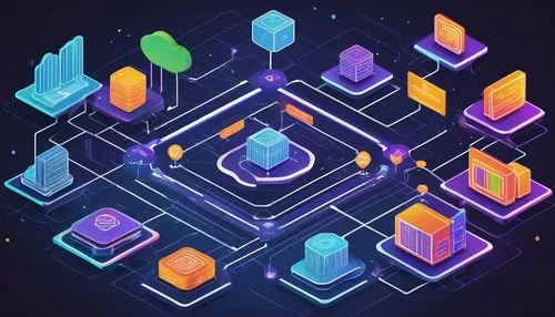 AWS architecture diagrams, complex system design, multiple servers, cloud infrastructure, virtual machines, containers, network topology, data flow, arrows indicating direction, colorful icons, 3D vis