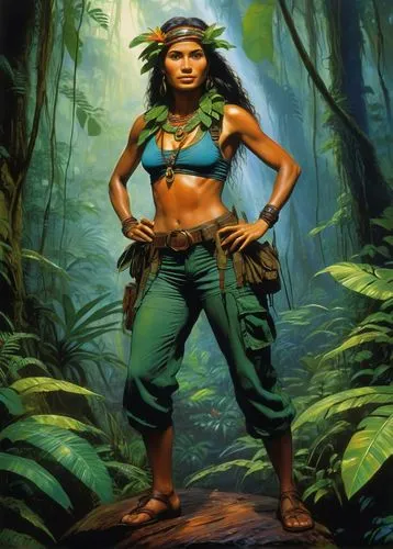 amazonian,pocahontas,amazona,amazonas,huaorani,yanomami,polynesian girl,amerindian,taino,kayapo,hinemoa,malima,amazonia,amazonians,polynesian,warrior woman,marquesan,tainos,maliana,mayhle,Illustration,Realistic Fantasy,Realistic Fantasy 32