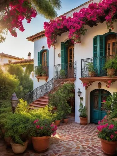 bougainvilleas,bougainvilleans,andalucia,hacienda,santa barbara,patios,bougainvillea,tlaquepaque,casa,andalucian,provencal,estepona,andalusia,marbella,balcones,andaluz,beautiful home,patio,casitas,marocco,Illustration,Black and White,Black and White 27