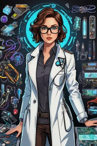 female doctor,theoretician physician,cartoon doctor,biologist,neurologist,neurosurgeon,neurobiologist,astrobiologist,cryptologist,physician,microsurgeon,scientist,bioengineer,toxicologist,sci fiction illustration,ship doctor,cosima,geneticist,microbiologist,neuroscientist,Unique,Design,Sticker